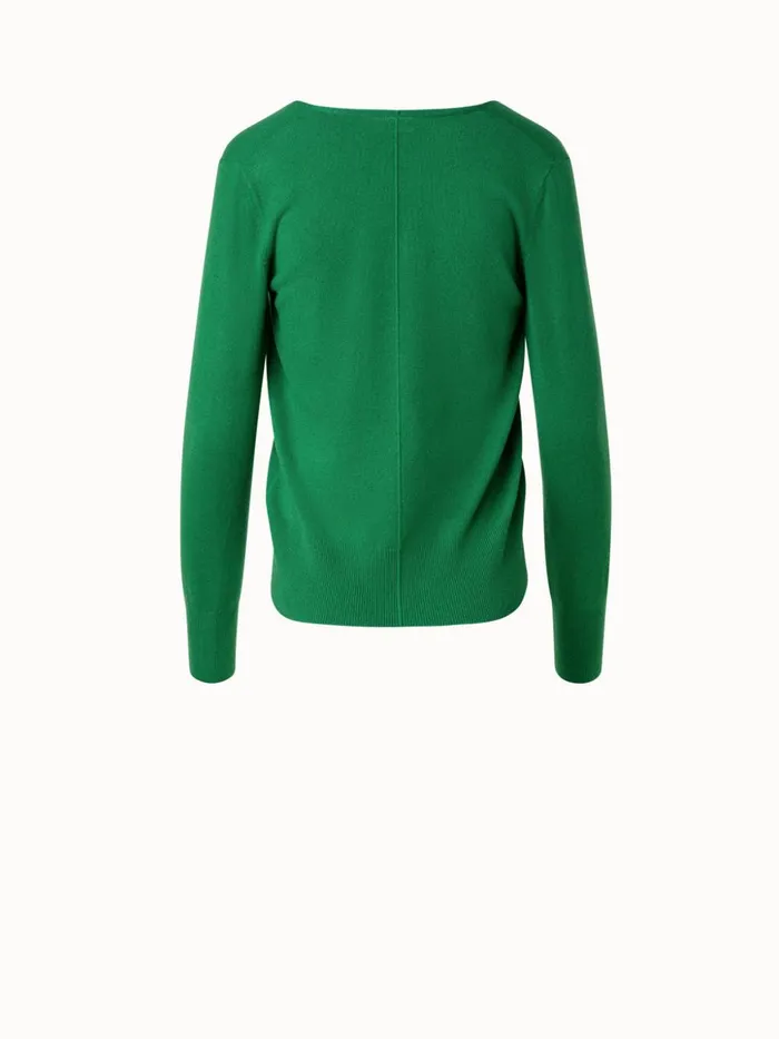 100 Cashmere VNeck Sweater Leaf Women Akris Knitwear