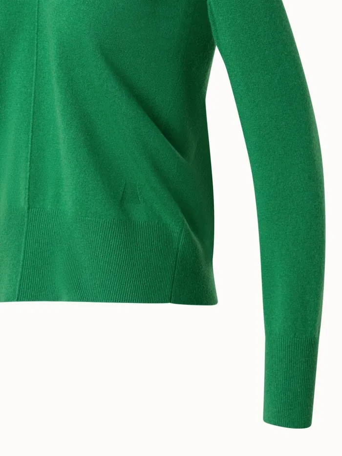 100 Cashmere VNeck Sweater Leaf Women Akris Knitwear