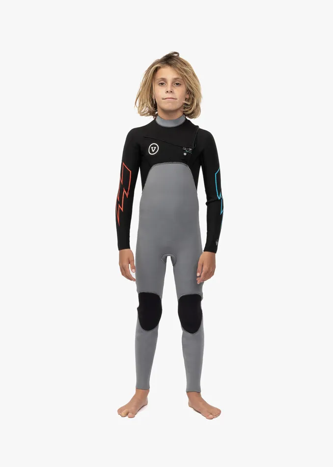 7 Seas Boys 43 Bolt Full Chest Zip Wetsuit GREY Wetsuits Vissla Youth