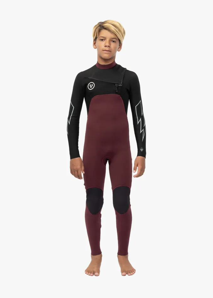 7 Seas Boys 43 Bolt Full Chest Zip Wetsuit Wine Wetsuits Vissla Youth