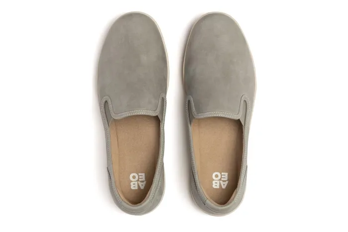 ABEO Footwear Encore Slip On Grey Metallic Leather Women Sneakers ABEO Footwear Encore Slip On Grey Metallic Leather Women Sneakers