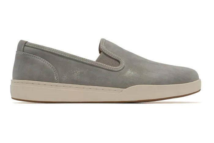 ABEO Footwear Encore Slip On Grey Metallic Leather Women Sneakers ABEO Footwear Encore Slip On Grey Metallic Leather Women Sneakers
