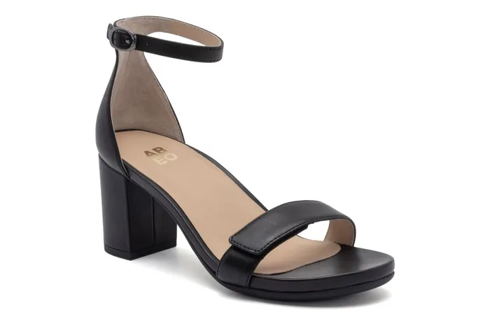 ABEO Footwear Tempo Strap Black Leather Women Dress