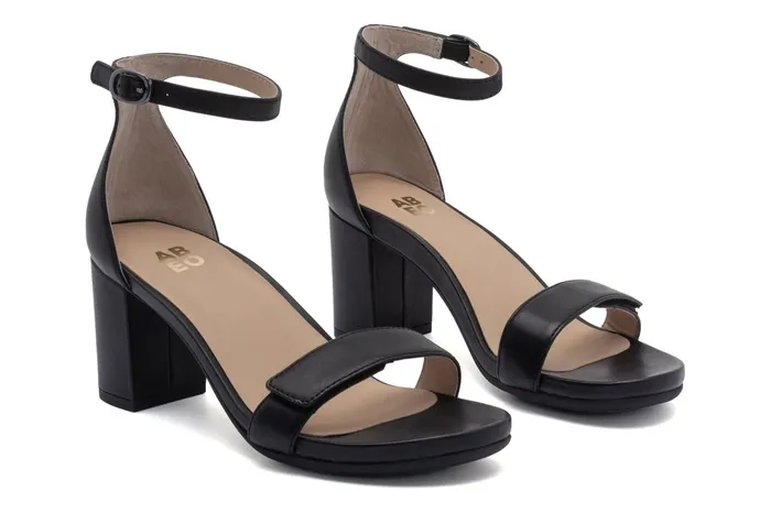 ABEO Footwear Tempo Strap Black Leather Women Dress