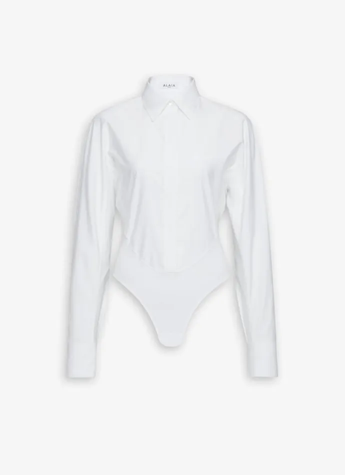 Alaa Bodysuits and Leggings POPLIN SHIRT BODYSUIT White 8211 Women