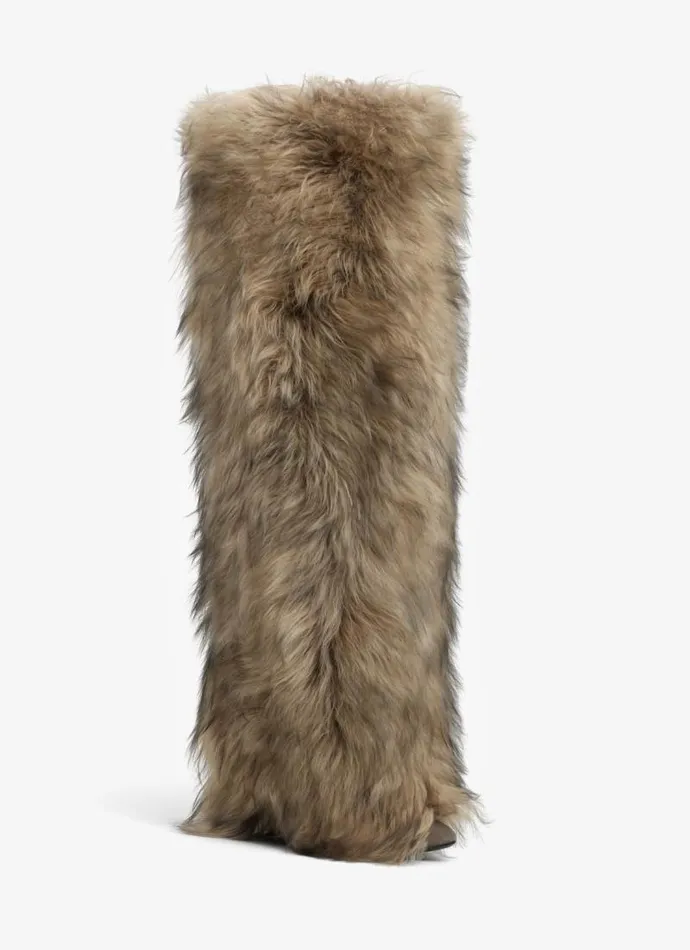 Alaa Boots and Ankle Boots DECOLLETE CUISSARDES IN LONG HAIRED LAMBSKIN Sandblack 8211 Women