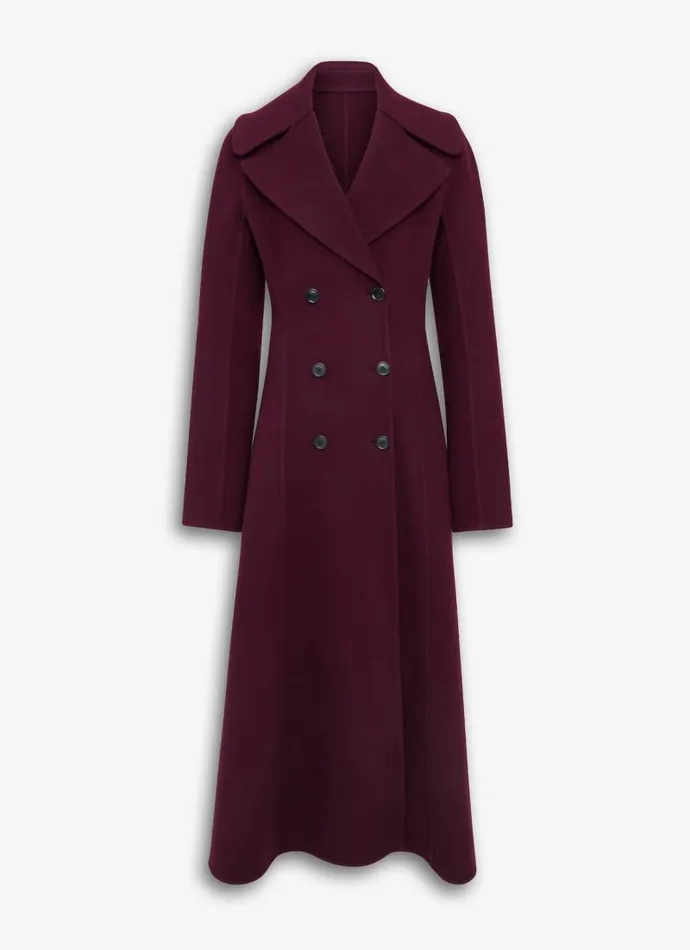 Alaa Coats and Jackets LONG COAT IN DOUBLEFACED WOOL Burgundy 8211 Women