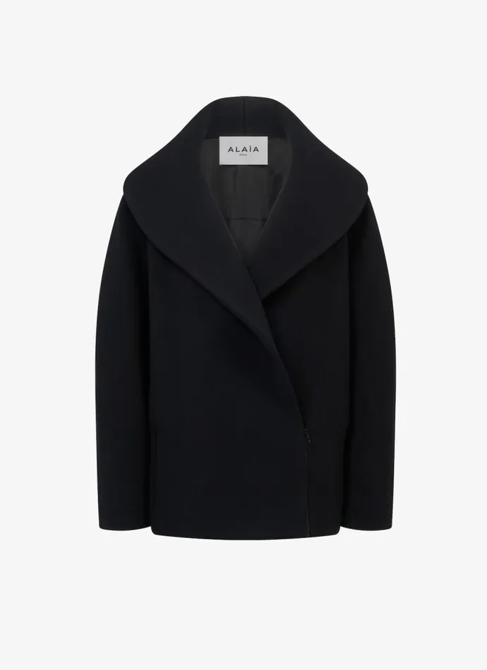 Alaa Coats and Jackets Round Wool Caban Black 8211 Women