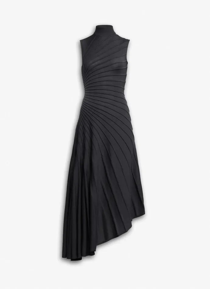 Alaa Dresses ASYMMETRICAL KNIT DRESS Charcoal 8211 Women