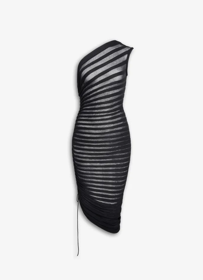 Alaa Dresses ASYMMETRICAL SKELETON DRESS IN 3D KNIT Black 8211 Women