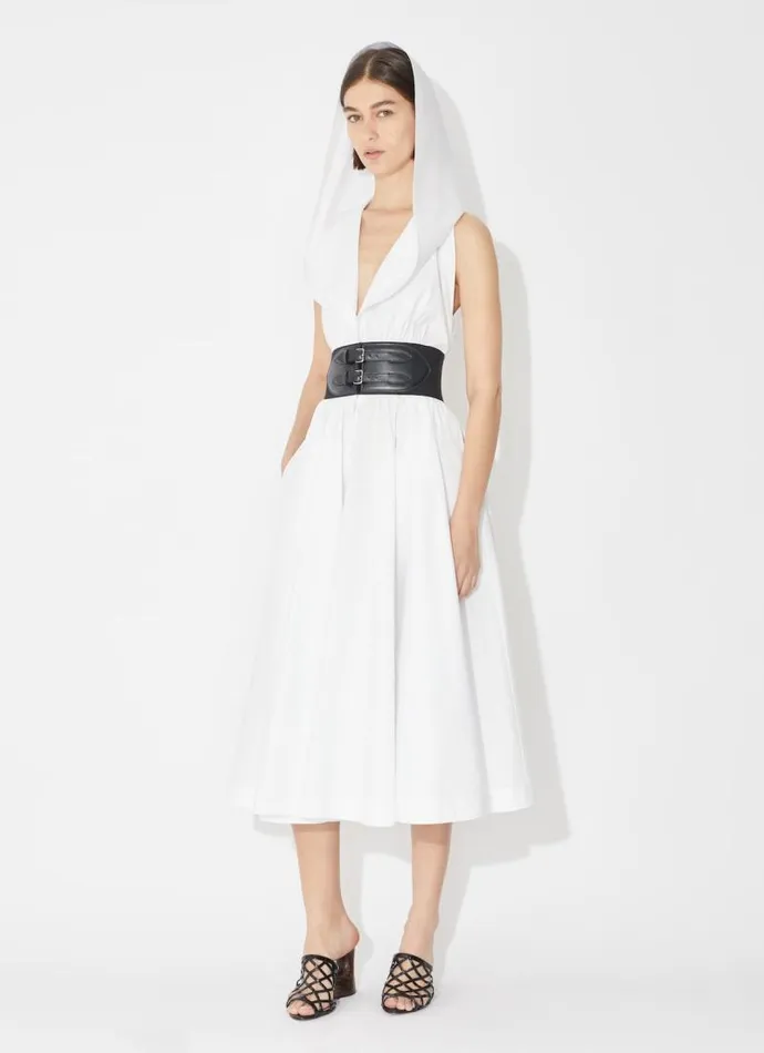 Alaa Dresses Poplin Hood Dress White 8211 Women