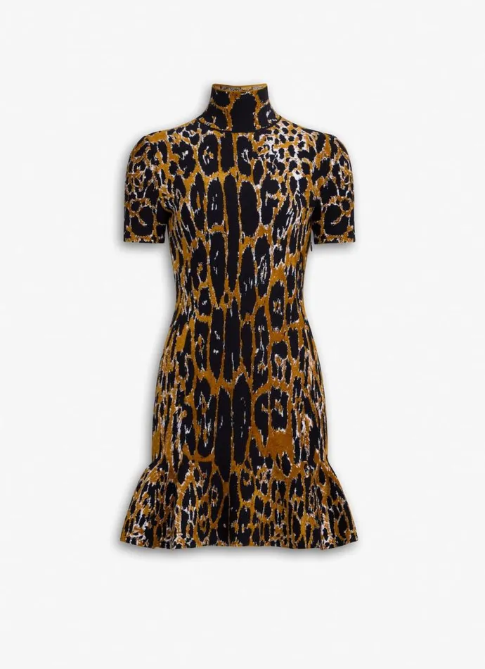 Alaa Dresses SKATER DRESS IN LEOPARD JACQUARD KNIT Blackmulticolor 8211 Women
