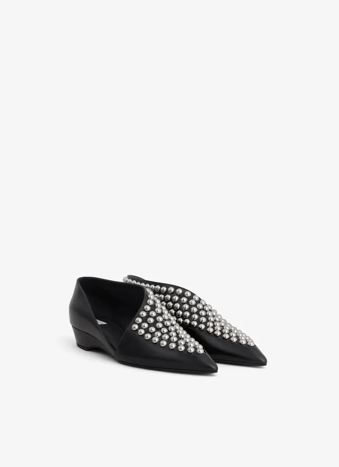 Alaa Flat Shoes ASYMETRIC LOAFERS IN GLOSSY CALFSKIN WITH STUDS Black 8211 Women Alaa Flat Shoes ASYMETRIC LOAFERS IN GLOSSY CALFSKIN WITH STUDS Black 8211 Women