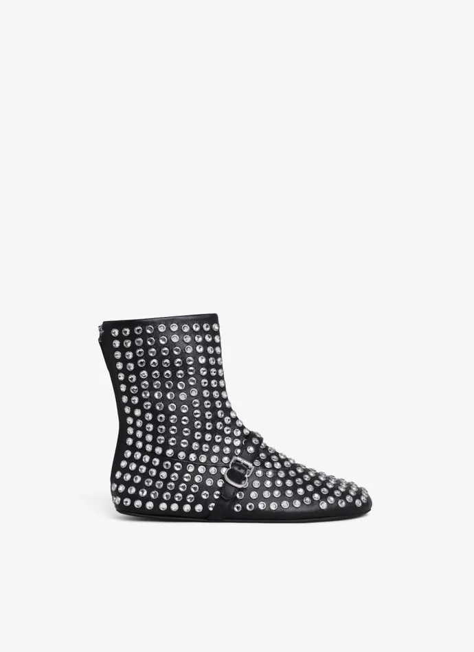 Alaa Flat Shoes HIGH BALLET FLATS IN STRASS LAMBSKIN Black 8211 Women