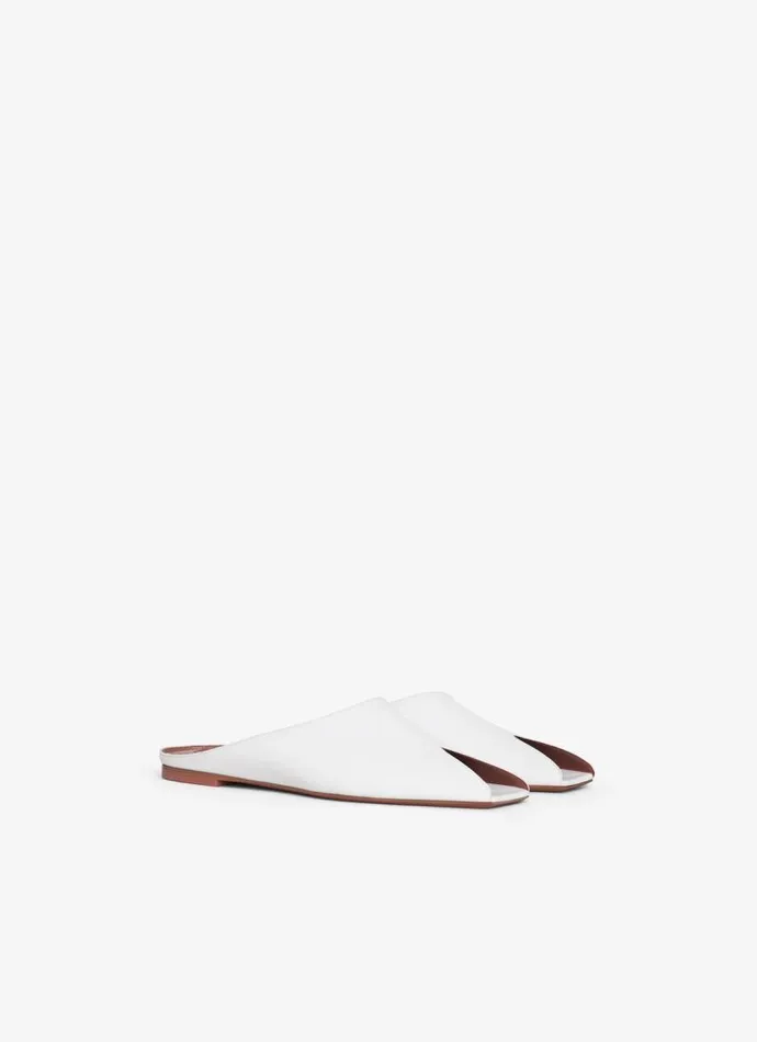 Alaa Flat Shoes SPIKE FLAT MULES IN CALFSKIN Offwhite 8211 Women
