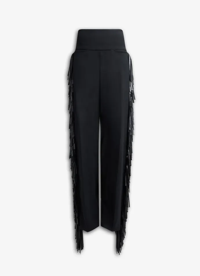 Alaa Pants and Shorts FRINGED WOOL GABARDINE PANTS Black 8211 Women