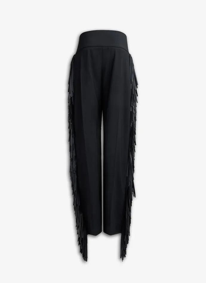 Alaa Pants and Shorts FRINGED WOOL GABARDINE PANTS Black 8211 Women