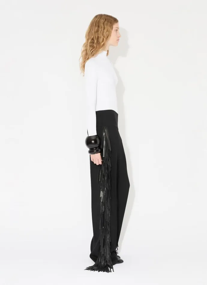 Alaa Pants and Shorts FRINGED WOOL GABARDINE PANTS Black 8211 Women