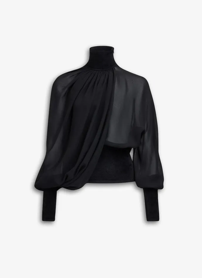 Alaa Tops and Shirts DRAPED GEORGETTE BLOUSE Black 8211 Women