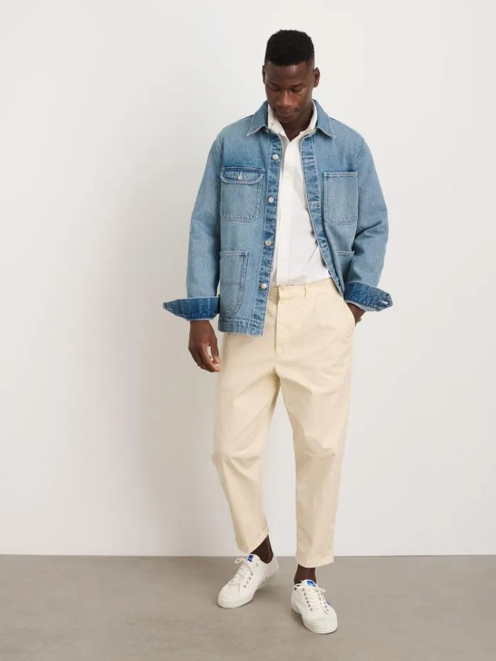 Alex Mill Pants Standard Pleated Pant In Chino Oat Milk 8211 Men