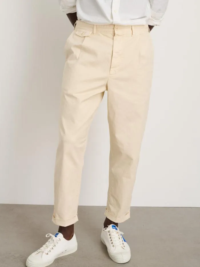 Alex Mill Pants Standard Pleated Pant In Chino Oat Milk 8211 Men