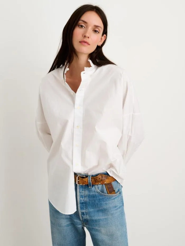 Alex Mill Shirts Tops Easy Ruffle Shirt In Paper Poplin White 8211 Women