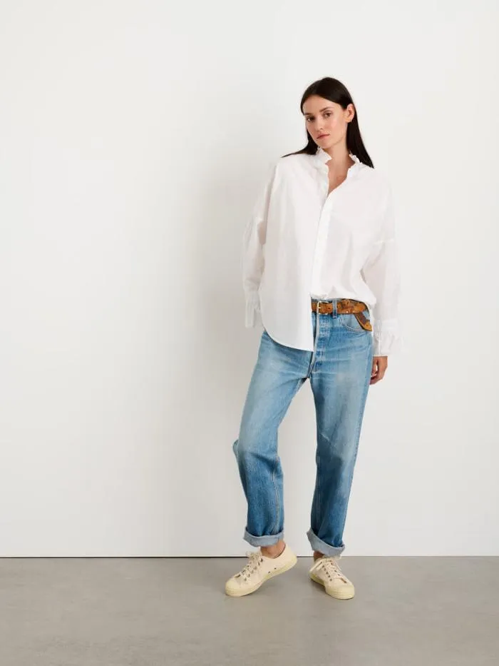 Alex Mill Shirts Tops Easy Ruffle Shirt In Paper Poplin White 8211 Women