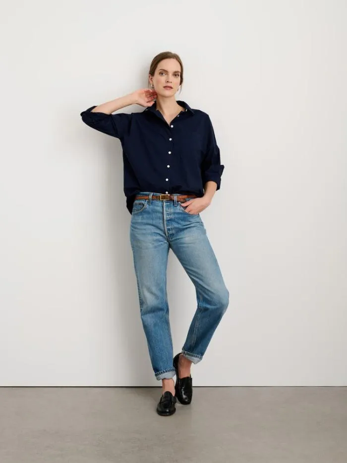 Alex Mill Shirts Tops Jo Shirt In Paper Poplin Dark Navy 8211 Women