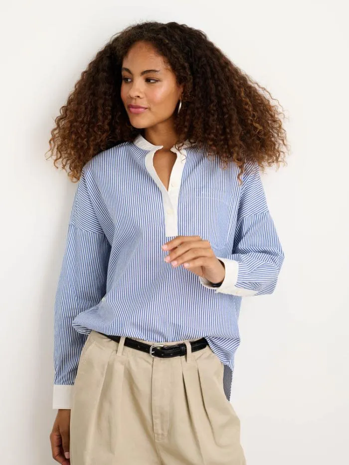 Alex Mill Shirts Tops Jo Striped Popover Shirt In Cotton Navy 8211 Women