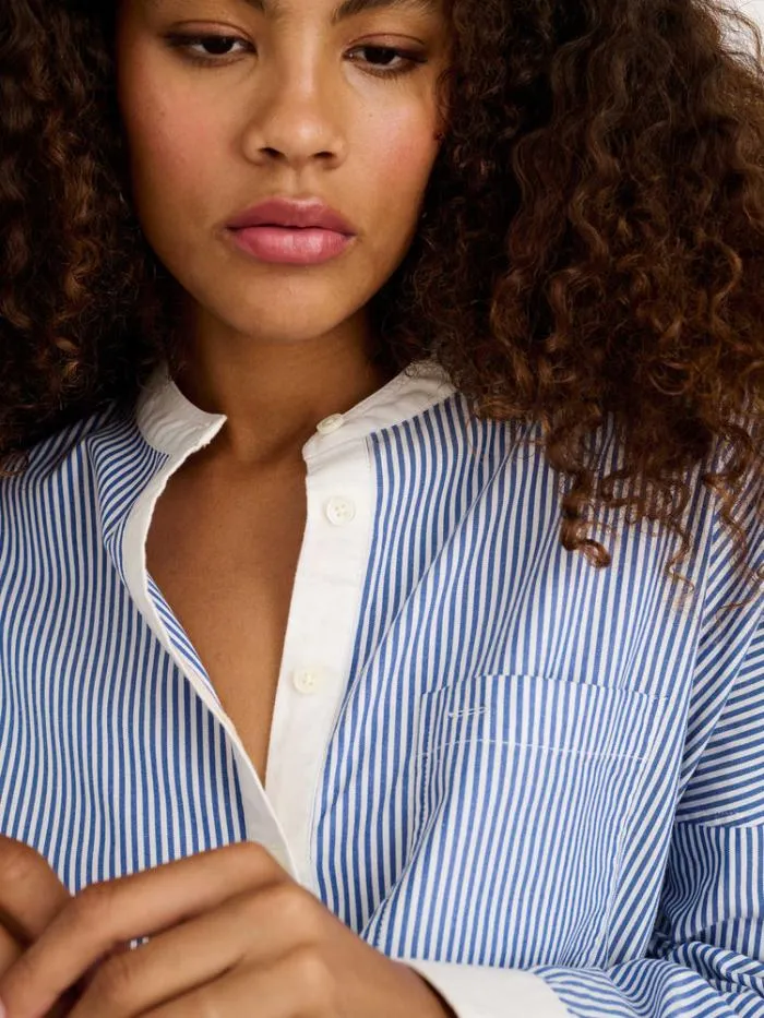 Alex Mill Shirts Tops Jo Striped Popover Shirt In Cotton Navy 8211 Women