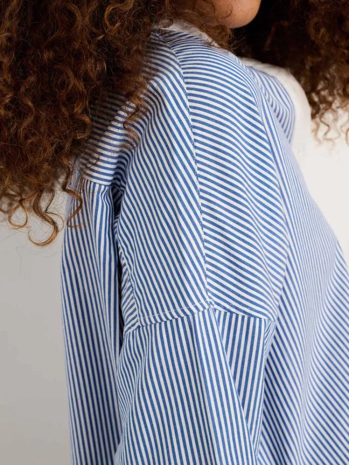 Alex Mill Shirts Tops Jo Striped Popover Shirt In Cotton Navy 8211 Women