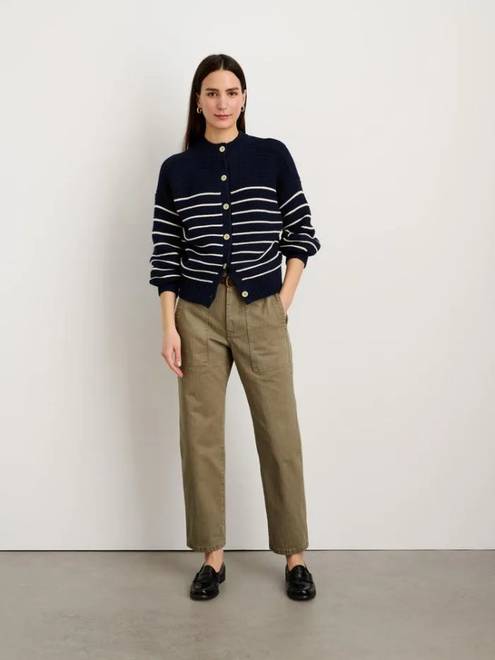 Alex Mill Sweaters ButtonBack Crewneck Sweater In Stripe Dark Navyivory 8211 Women