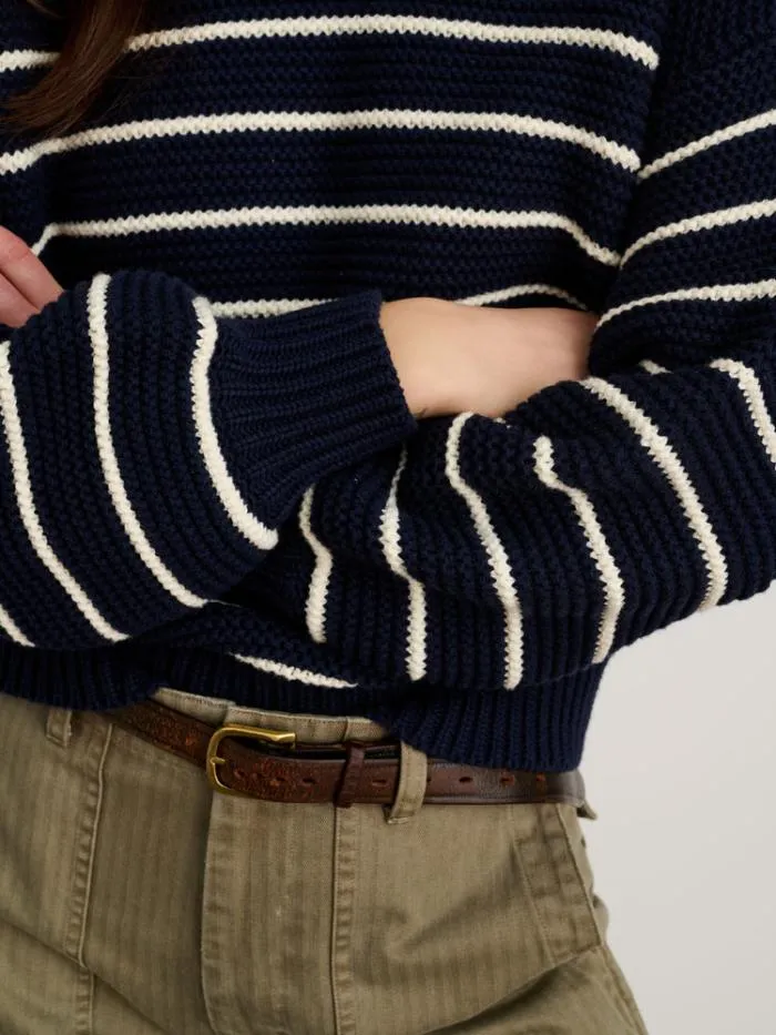 Alex Mill Sweaters ButtonBack Crewneck Sweater In Stripe Dark Navyivory 8211 Women