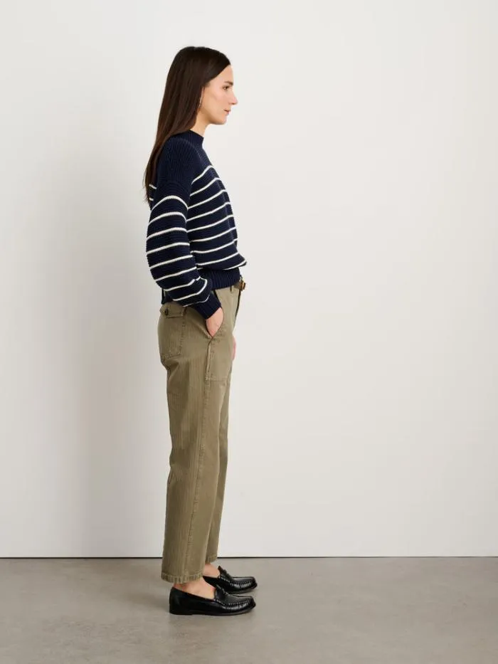Alex Mill Sweaters ButtonBack Crewneck Sweater In Stripe Dark Navyivory 8211 Women