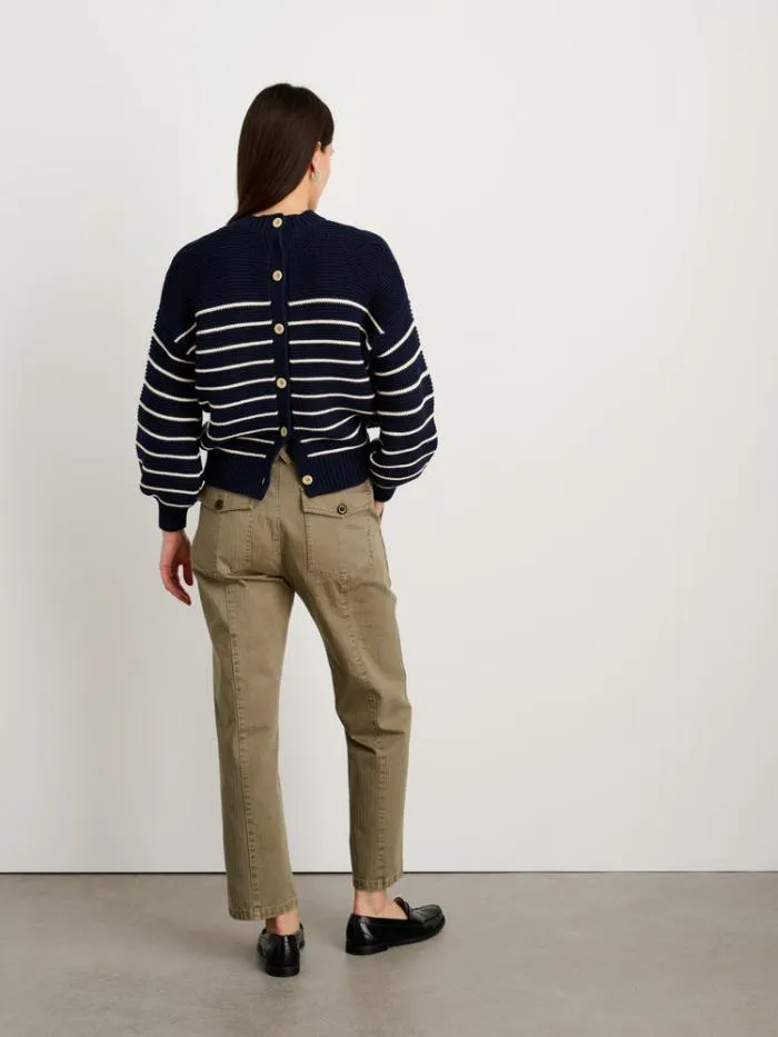 Alex Mill Sweaters ButtonBack Crewneck Sweater In Stripe Dark Navyivory 8211 Women