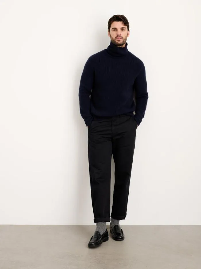 Alex Mill Sweaters Sweatshirts Judd Ribbed Turtleneck In Washed Cashmere Navy 8211 Men