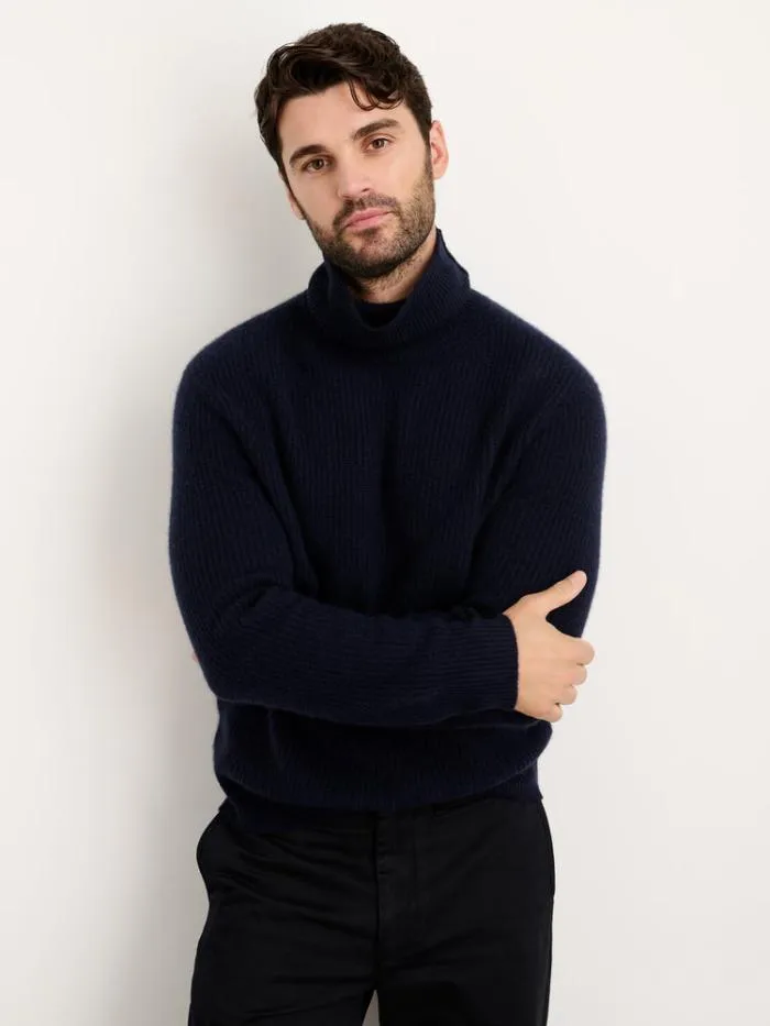 Alex Mill Sweaters Sweatshirts Judd Ribbed Turtleneck In Washed Cashmere Navy 8211 Men