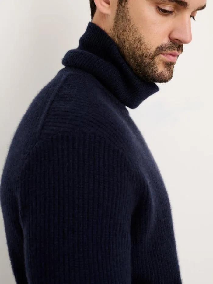 Alex Mill Sweaters Sweatshirts Judd Ribbed Turtleneck In Washed Cashmere Navy 8211 Men