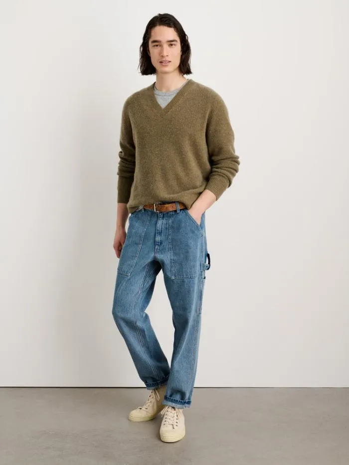 Alex Mill Sweaters Sweatshirts VNeck Sweater In Lightweight Cashmere Heather Olive 8211 Men