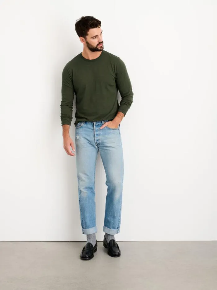Alex Mill Tees Polos Standard Long Sleeve TShirt In Slub Cotton Deep Forest 8211 Men