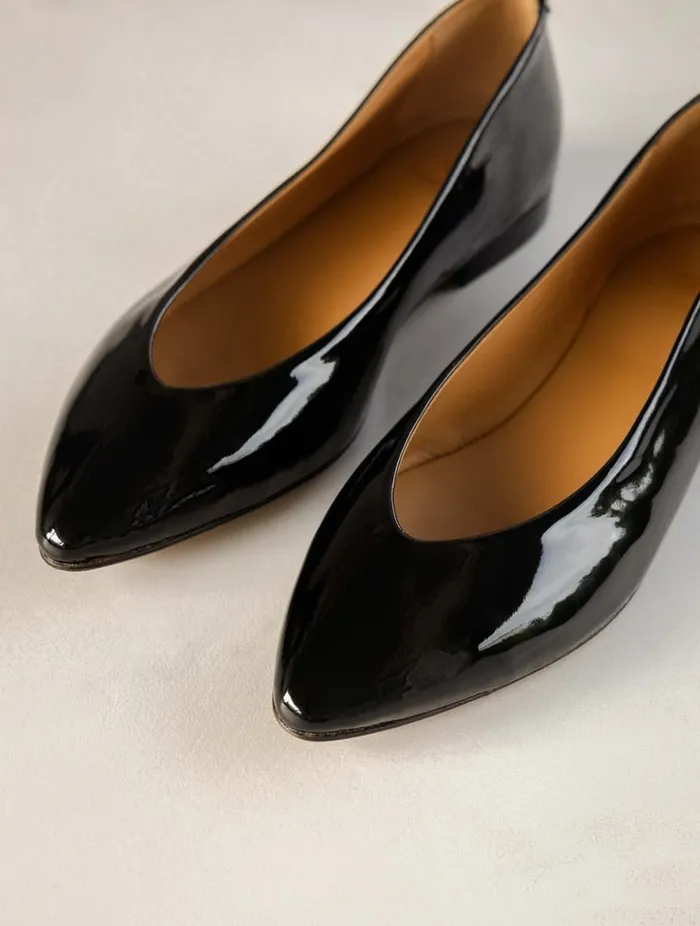 Alyssa Lacquered Black Women Bobbies Ballet Flats Alyssa Lacquered Black Women Bobbies Ballet Flats