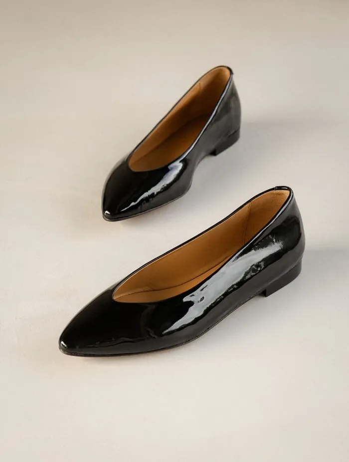 Alyssa Lacquered Black Women Bobbies Ballet Flats Alyssa Lacquered Black Women Bobbies Ballet Flats