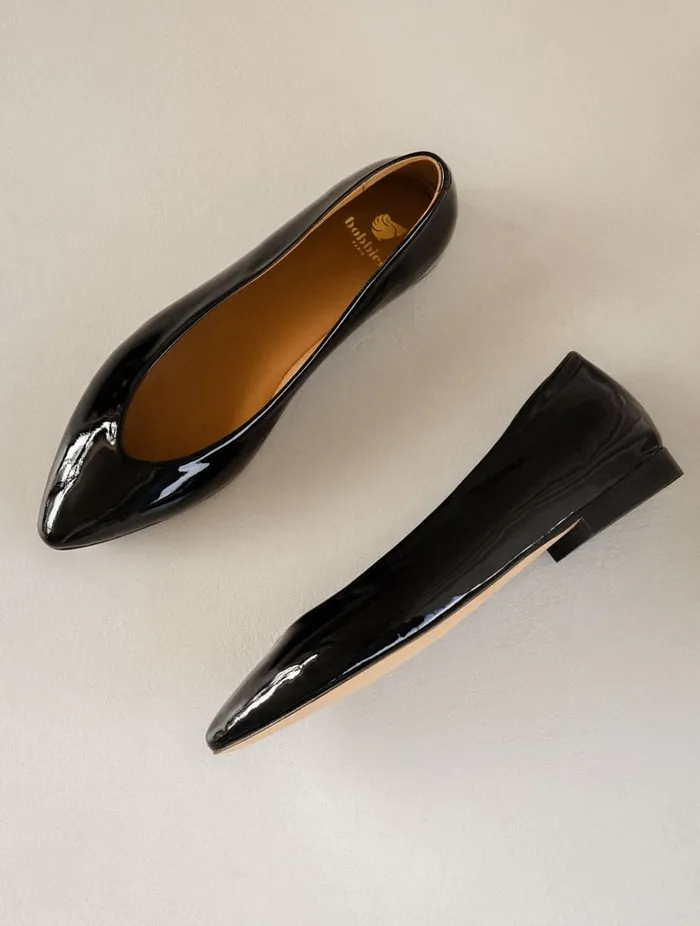Alyssa Lacquered Black Women Bobbies Ballet Flats Alyssa Lacquered Black Women Bobbies Ballet Flats