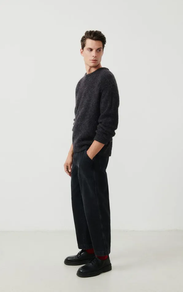 American Vintage Jumpers and Cardigans Men Jumper East Melange Charcoal American Vintage Jumpers and Cardigans Men Jumper East Melange Charcoal