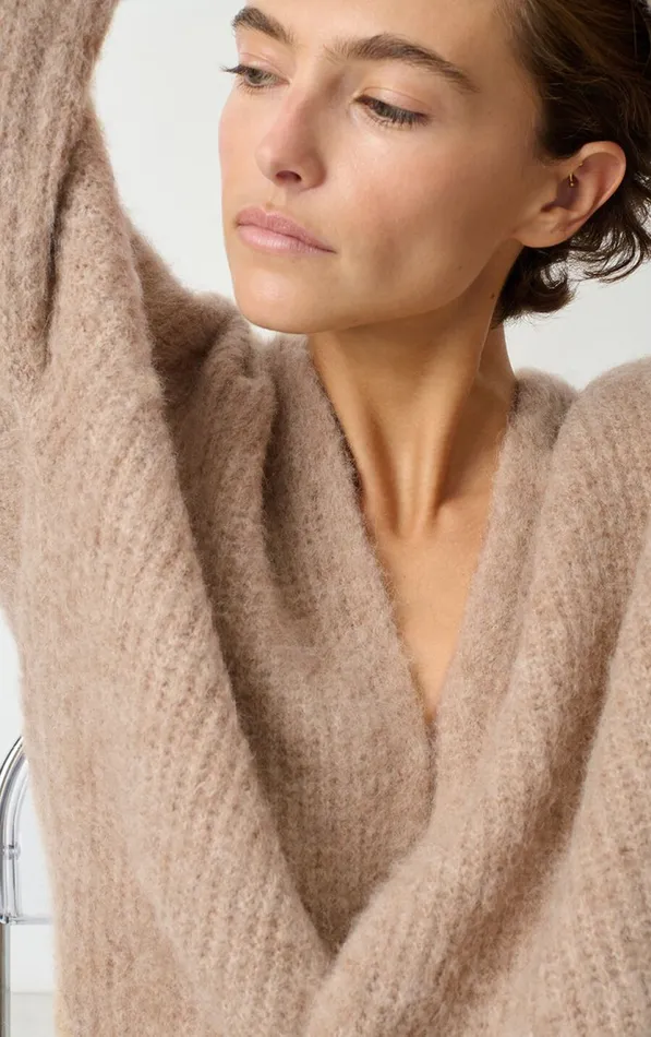 American Vintage Jumpers and Cardigans Women Cardigan East Melange Beige American Vintage Jumpers and Cardigans Women Cardigan East Melange Beige