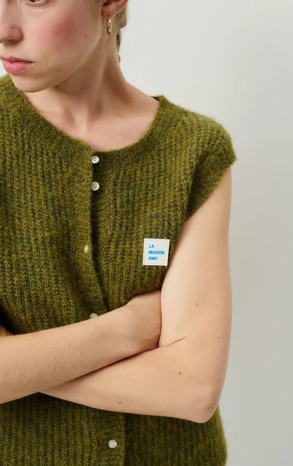 American Vintage Jumpers and Cardigans Women Cardigan East Melange Kiwi American Vintage Jumpers and Cardigans Women Cardigan East Melange Kiwi