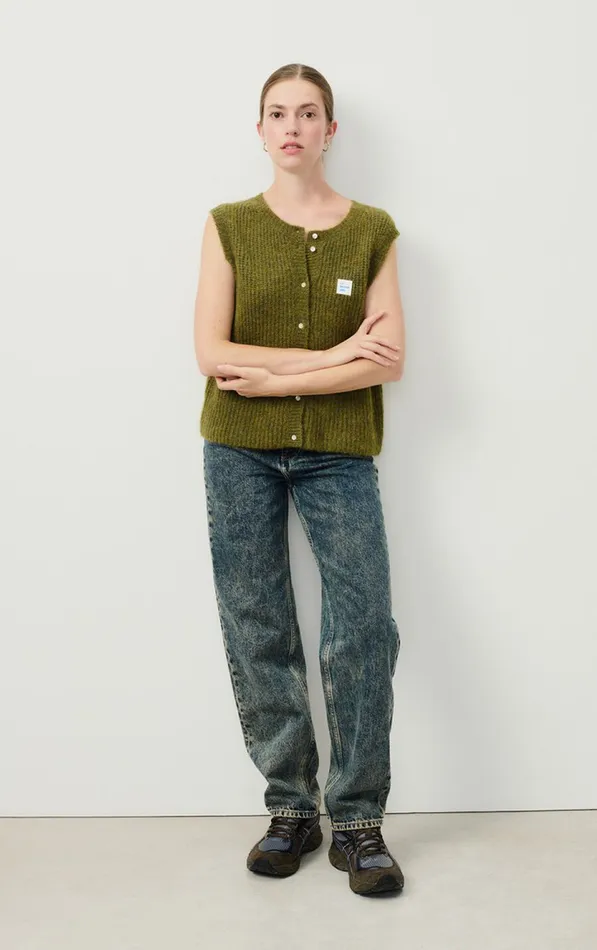American Vintage Jumpers and Cardigans Women Cardigan East Melange Kiwi American Vintage Jumpers and Cardigans Women Cardigan East Melange Kiwi