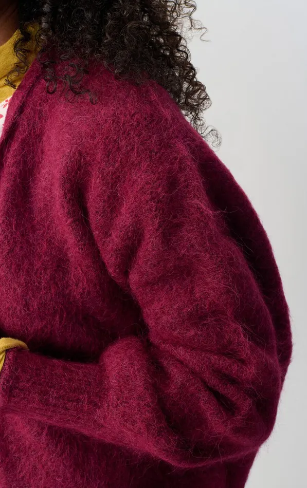 American Vintage Jumpers and Cardigans Women Cardigan Nuny Burgundy Melange American Vintage Jumpers and Cardigans Women Cardigan Nuny Burgundy Melange