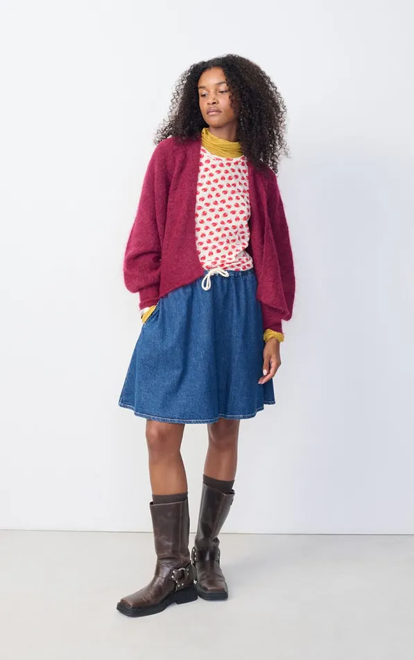 American Vintage Jumpers and Cardigans Women Cardigan Nuny Burgundy Melange American Vintage Jumpers and Cardigans Women Cardigan Nuny Burgundy Melange
