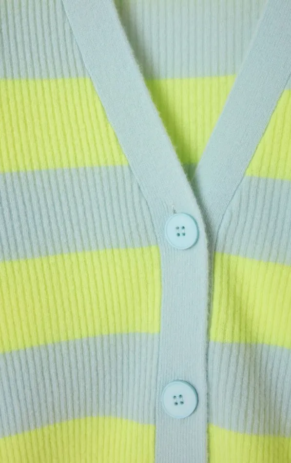 American Vintage Jumpers and Cardigans Women Cardigan Raxow Neon Yellow Crystal Striped